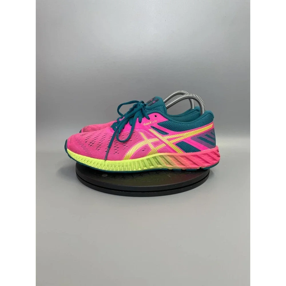 Womens Asics FuzeXLyte Running Shoes Size 8 Pink Green​​